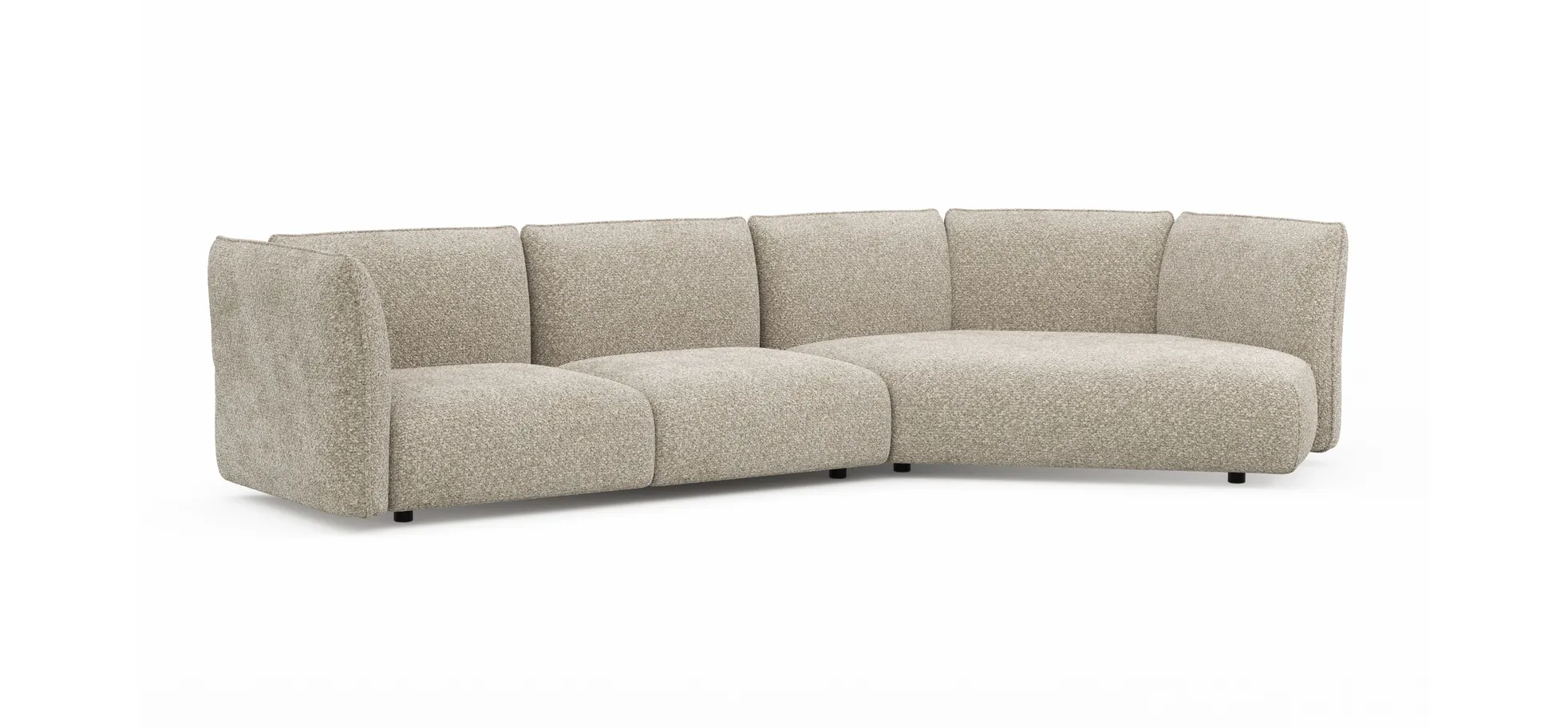 Trapezsofa Motone - 2-Sitzer mit Ecke rechts, Stoff, Beige