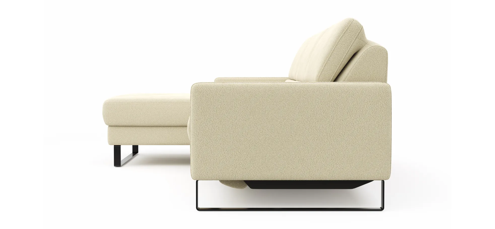 Ecksofa Valera - Longchair mit 3-Sitzer rechts inkl. Rückenlehne verstellbar und Relaxfunktion motorisch, Stoff, Natur