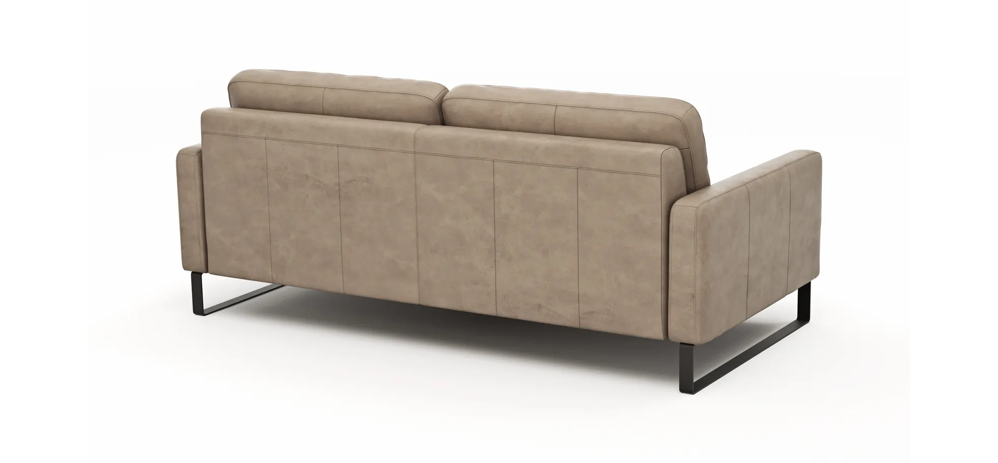 Sofa Enna - 3,5-Sitzer, Armlehne A, Leder, Taupe, Kufe, Schwarz
