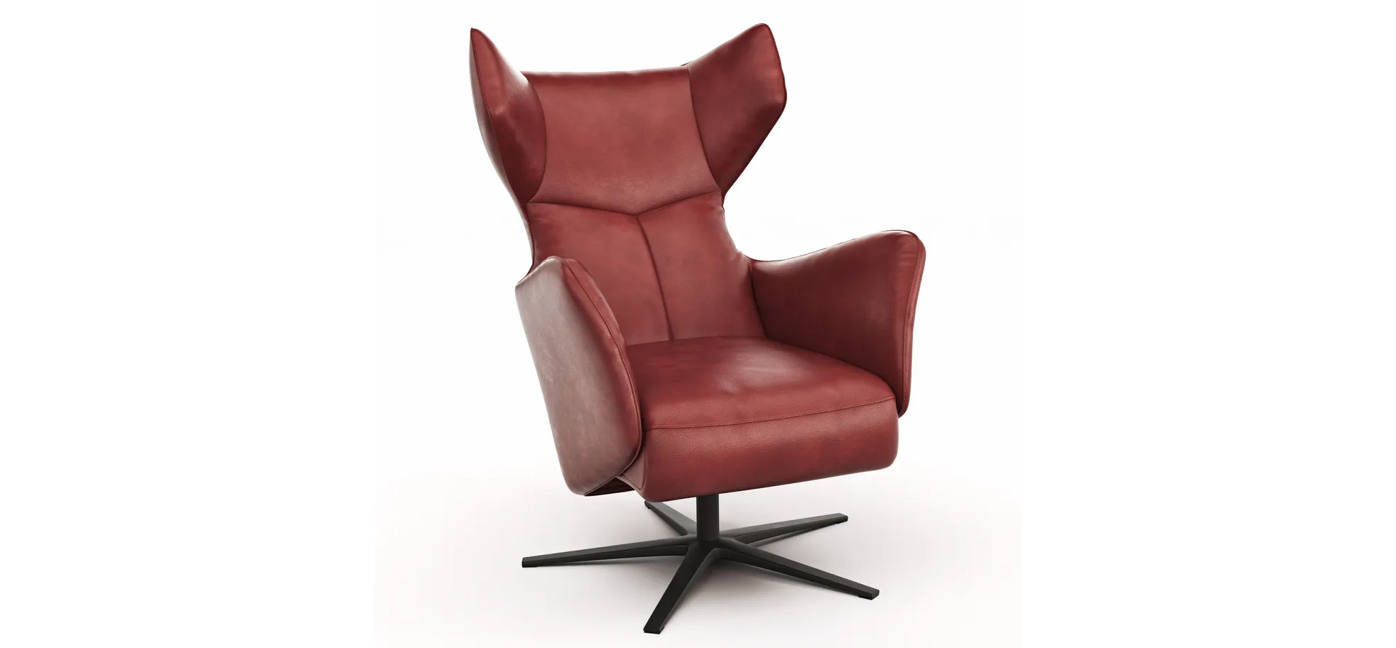 Sessel Noto Relax II - Rückenlehne verstellbar, Leder, Burgund