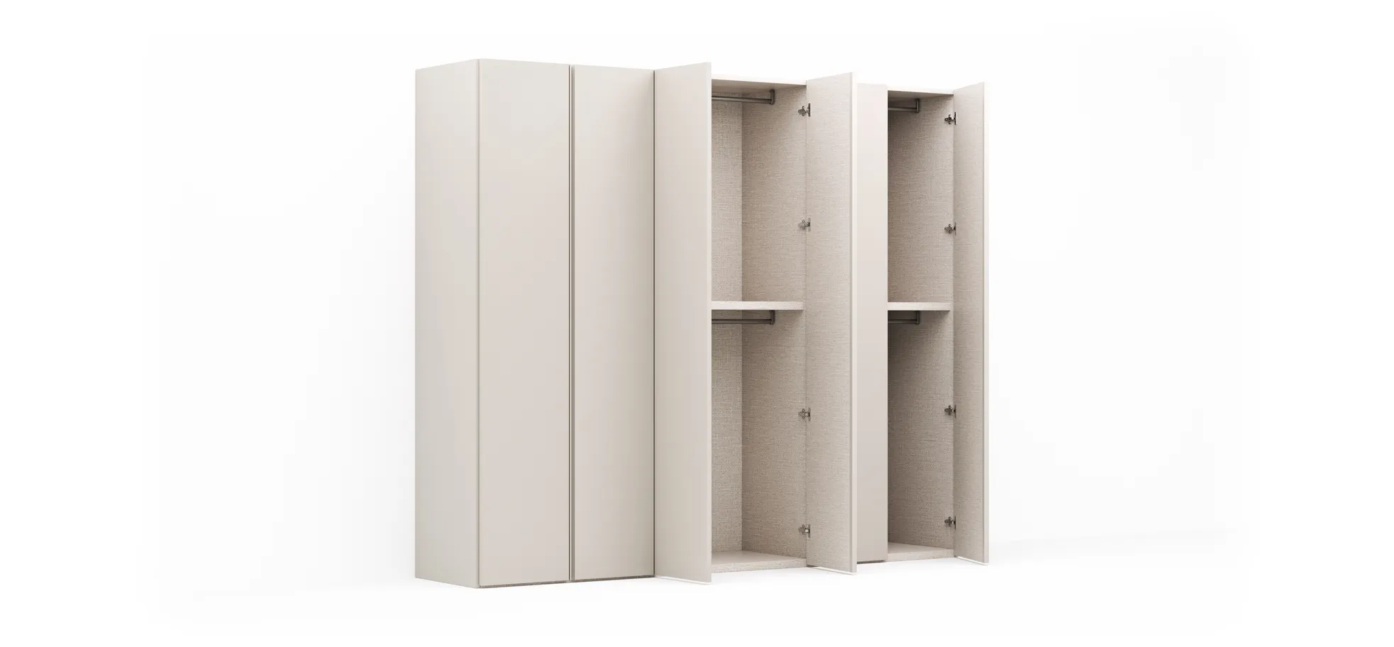 Drehtürenschrank Loretto - B ca. 280 cm, Melamin, Perlmutt