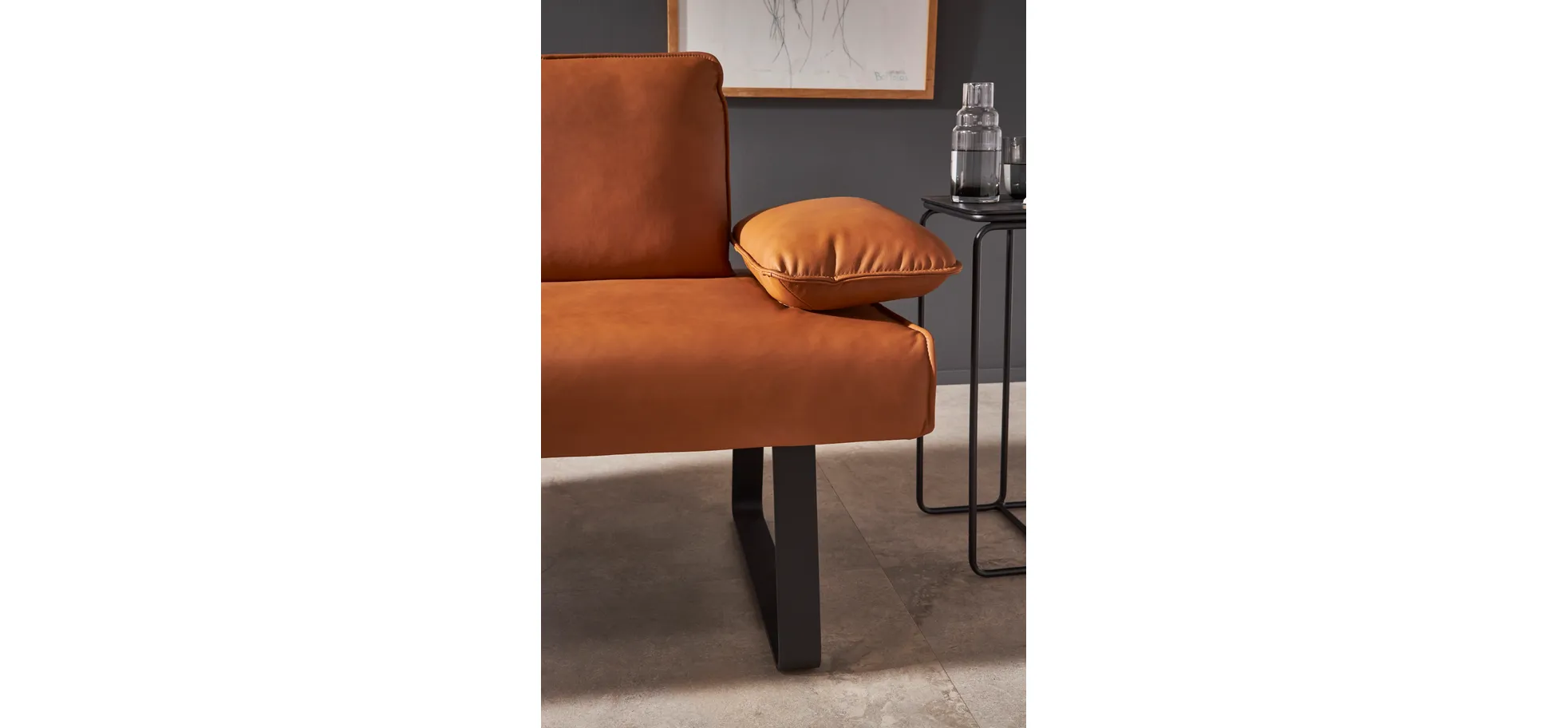 Polsterbank Elda - Breite ca. 236 cm, Leder, Cognac