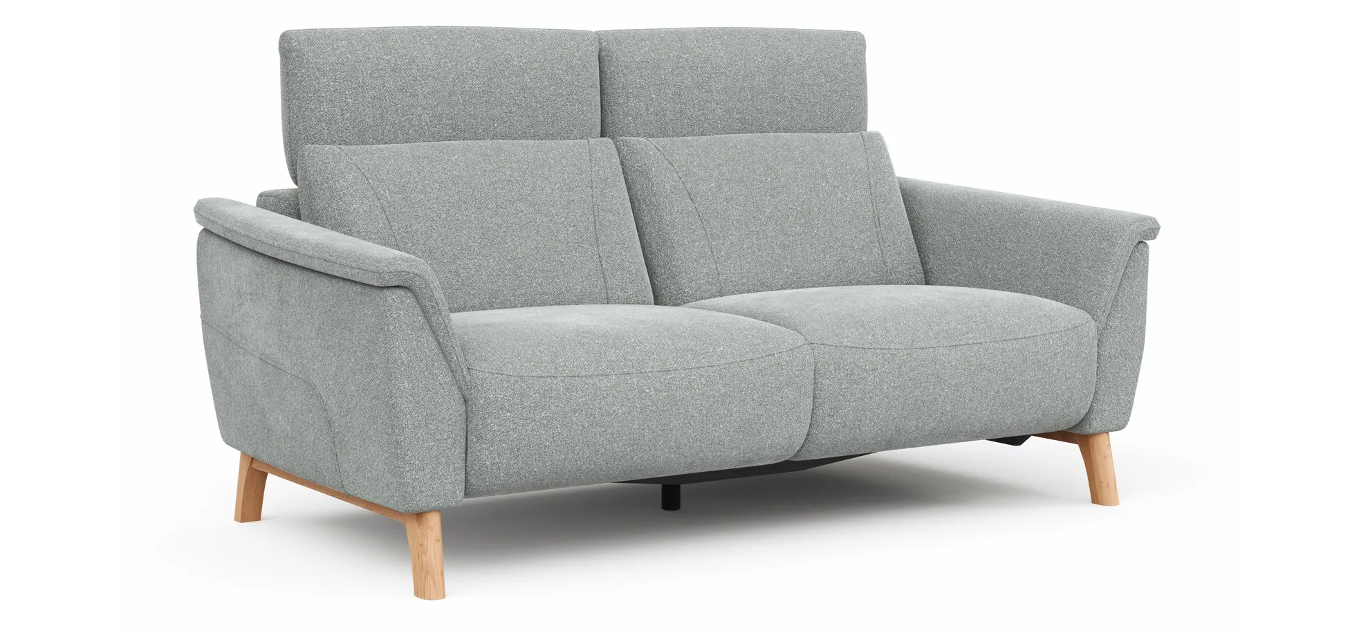 Sofa Nevin - 2,5-Sitzer inkl. Sitzvorzug (motorisch) und Kopfpolsterverstellung, Stoff, Silbergrau