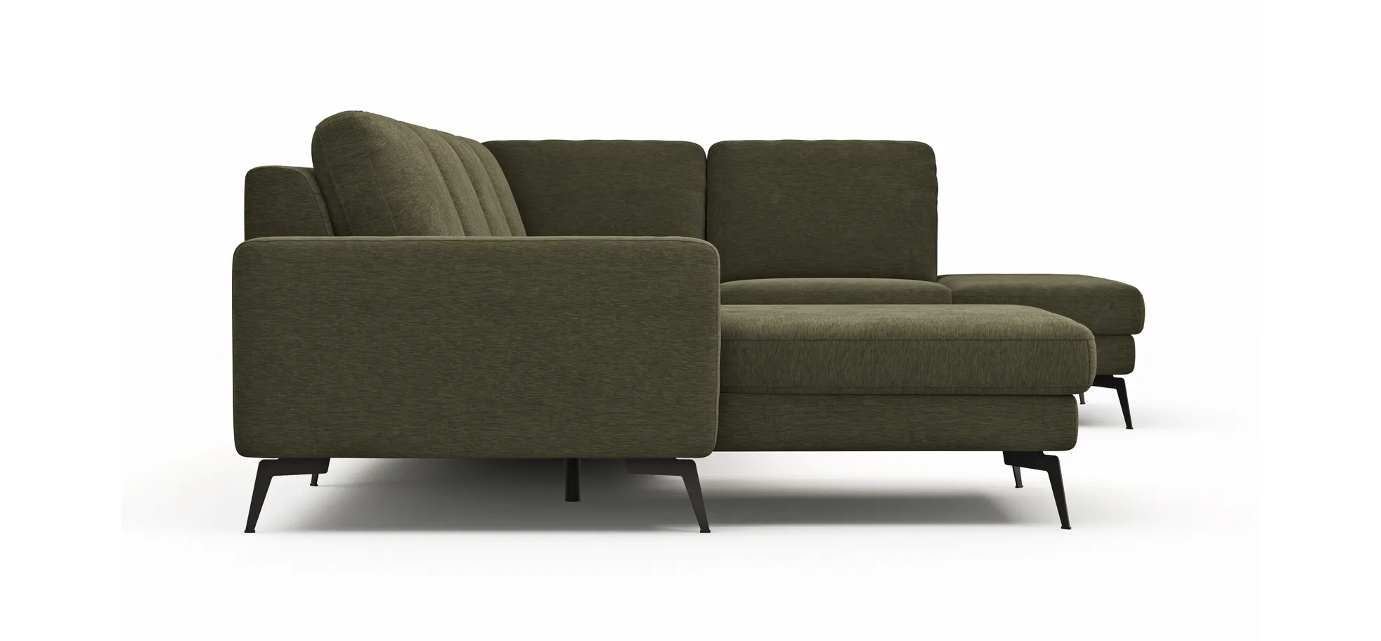 Wohnlandschaft Enna - Longchair links, 2,5-Sitzer, Ecke rechts, Stoff, Olive