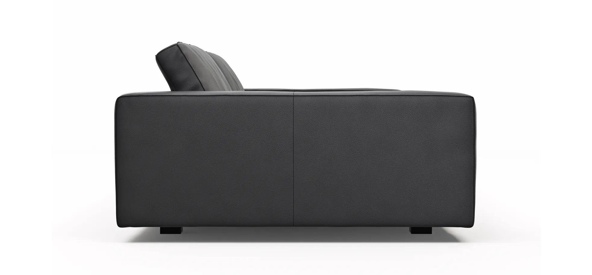 Sofa Aprino 1 - 4-Sitzer XXL, Leder, Schwarz, Armlehne Block