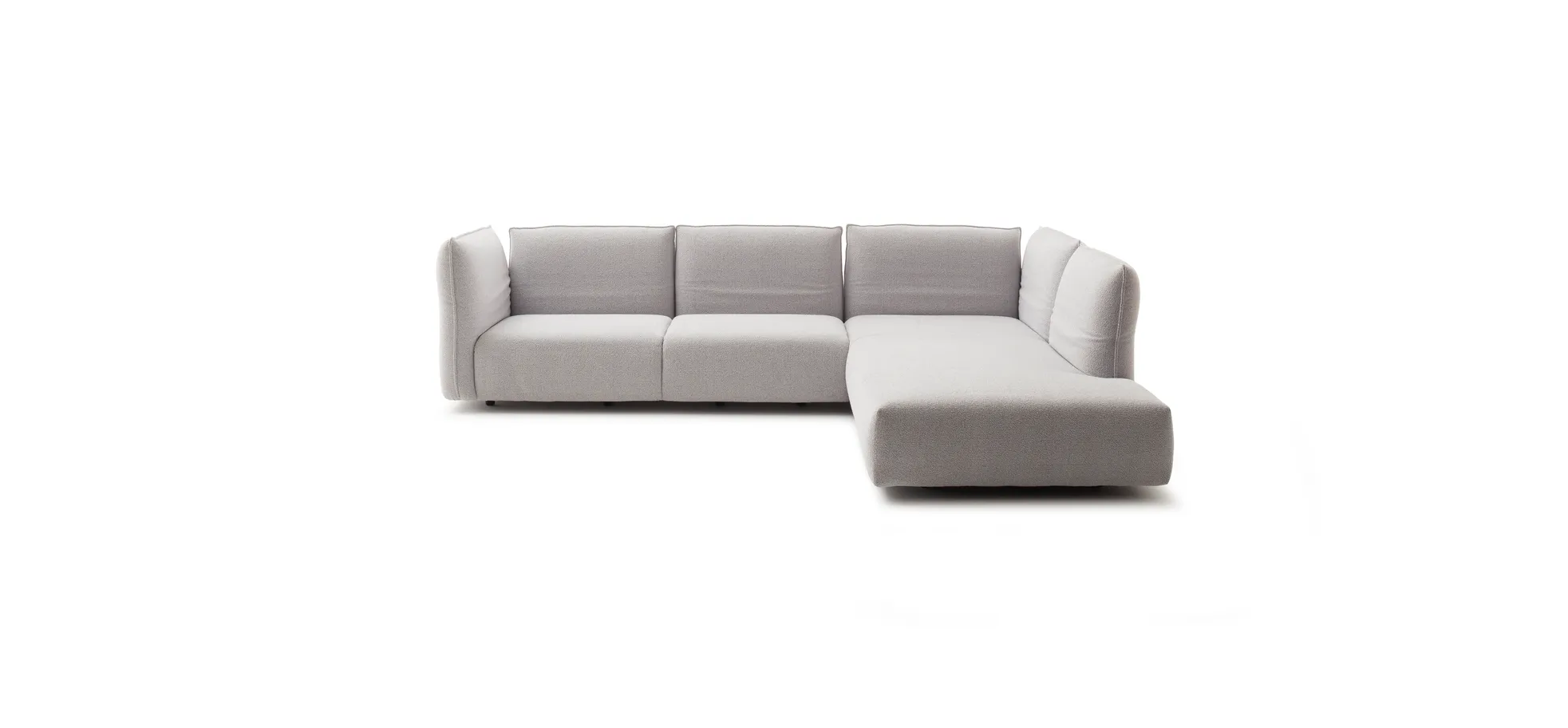 Ecksofa Motone - 2,5-Sitzer mit Ecke rechts, Stoff, Hellgrau