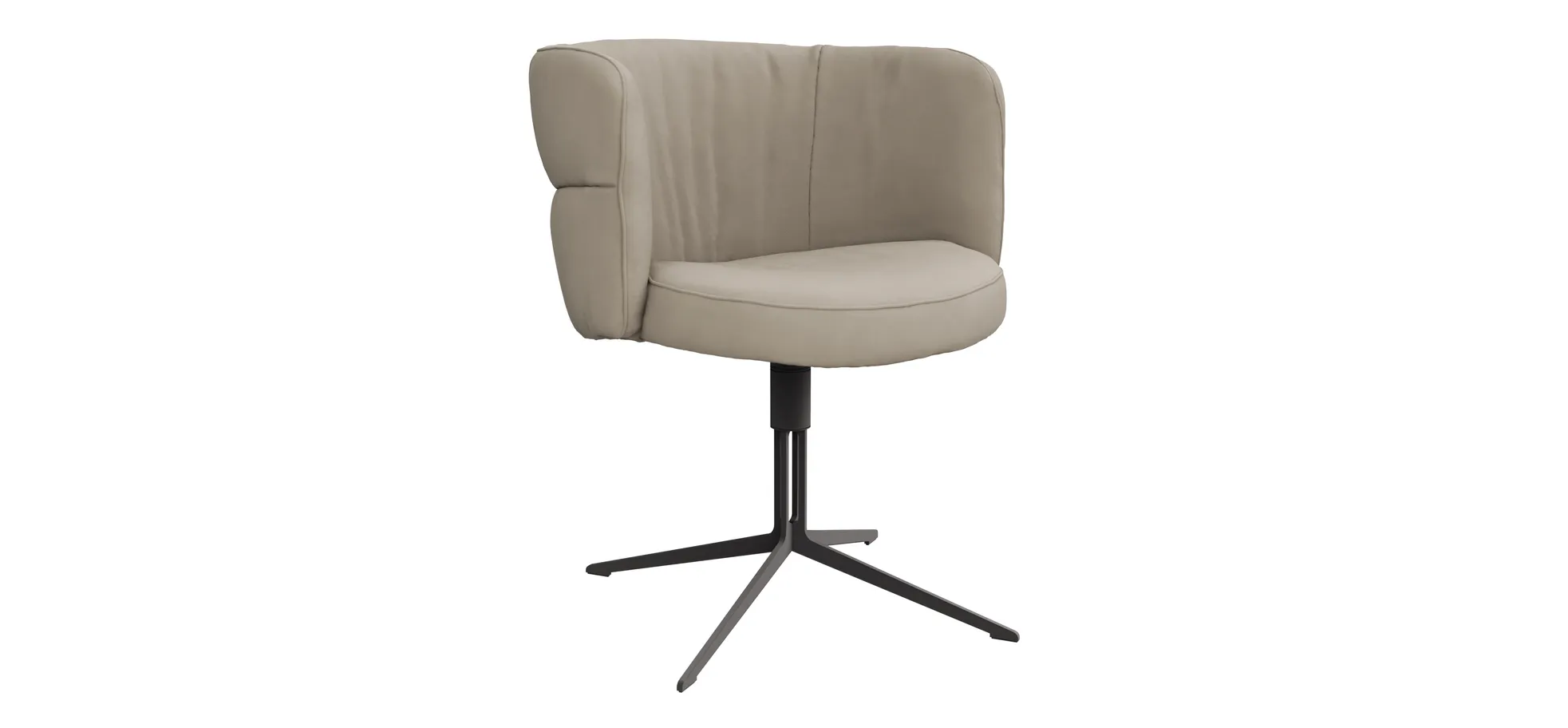 Armlehnstuhl Milana - drehbar, Leder, Offwhite 3027688