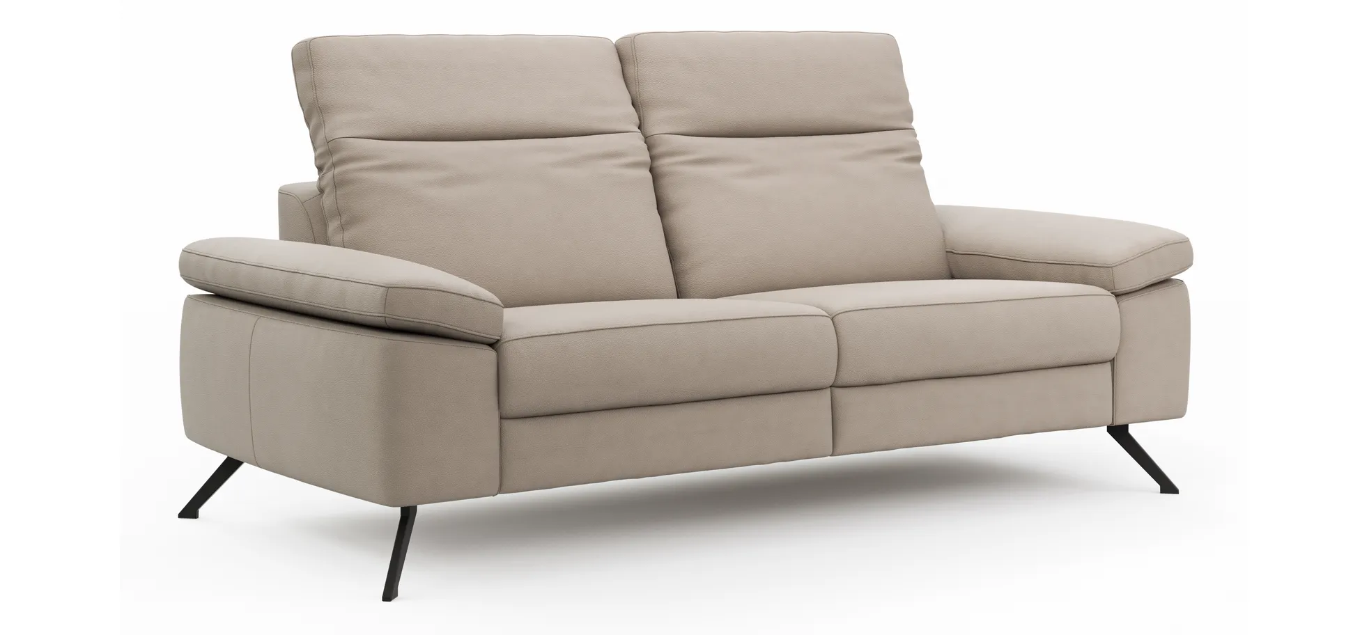 Sofa Rafaela 2.0 - 2,5-Sitzer inkl. Kopfteil verstellbar, Leder, Champagner