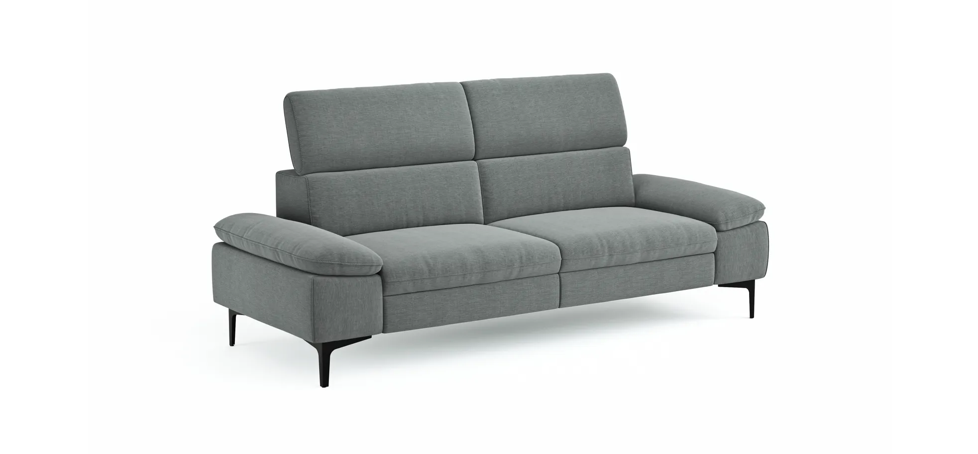 Sofa Felipa - 3-Sitzer inkl. Kopfteil verstellbar, Stoff, Grau