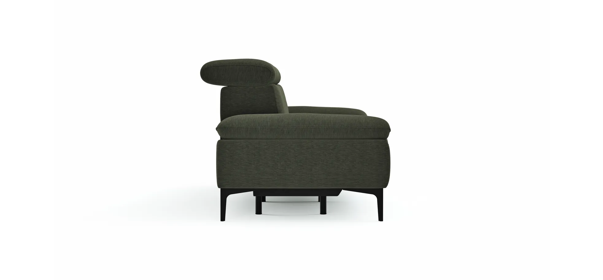 Sofa Felipa - 3-Sitzer inkl. Relaxfunktion (motorisch) und Kopfteil verstellbar, Stoff, Dunkelgrün