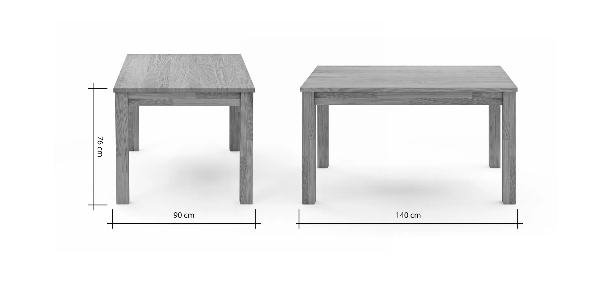 Esstisch Dinner - LB ca. 140x90 cm, Wildeiche massiv