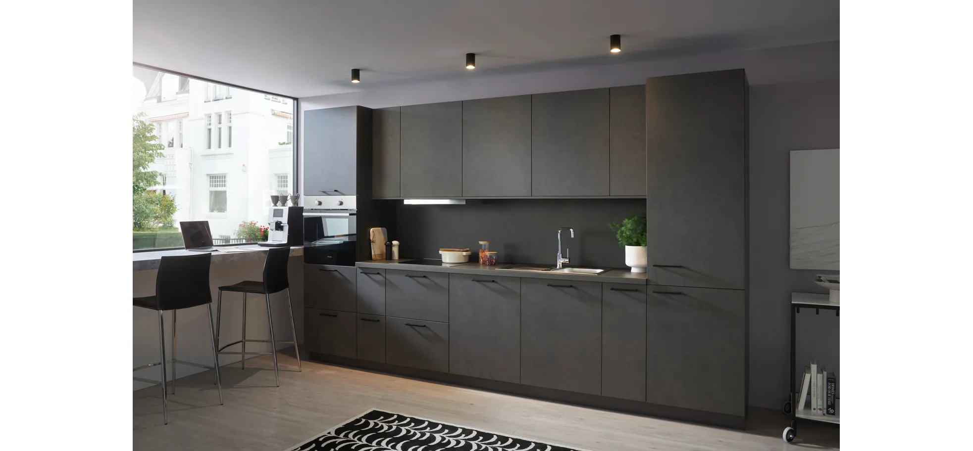 Küchenzeile 52.210 CO 3 523, Beton Schiefergrau Nachbildung