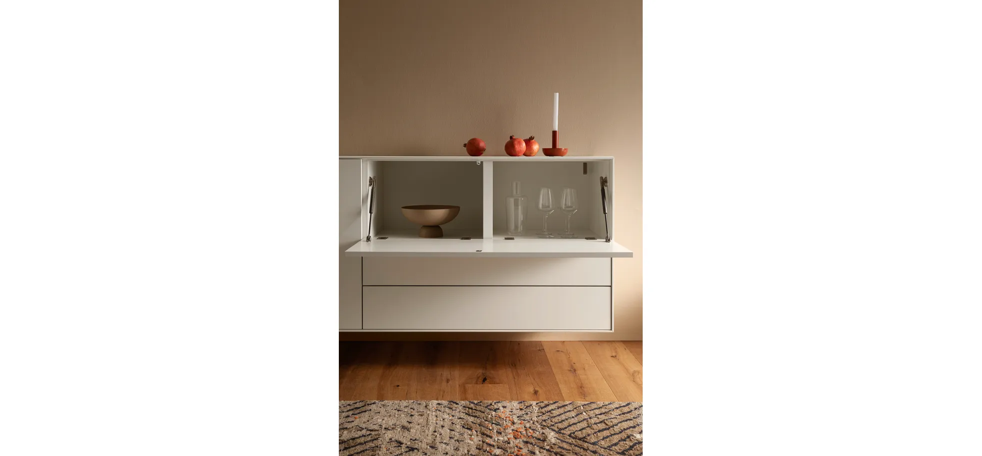 Sideboard Colore - B ca. 200 cm, Lack, Weiß