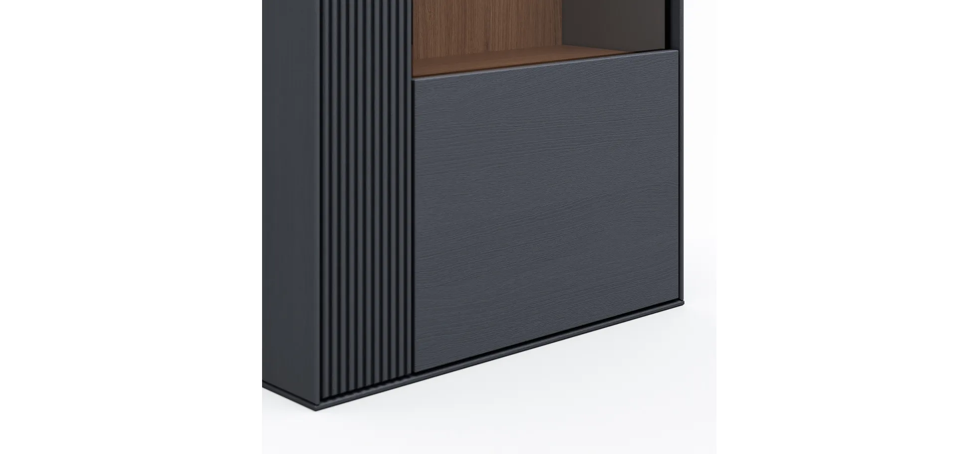 Hängevitrine Estana - Eiche massiv, Anthrazit