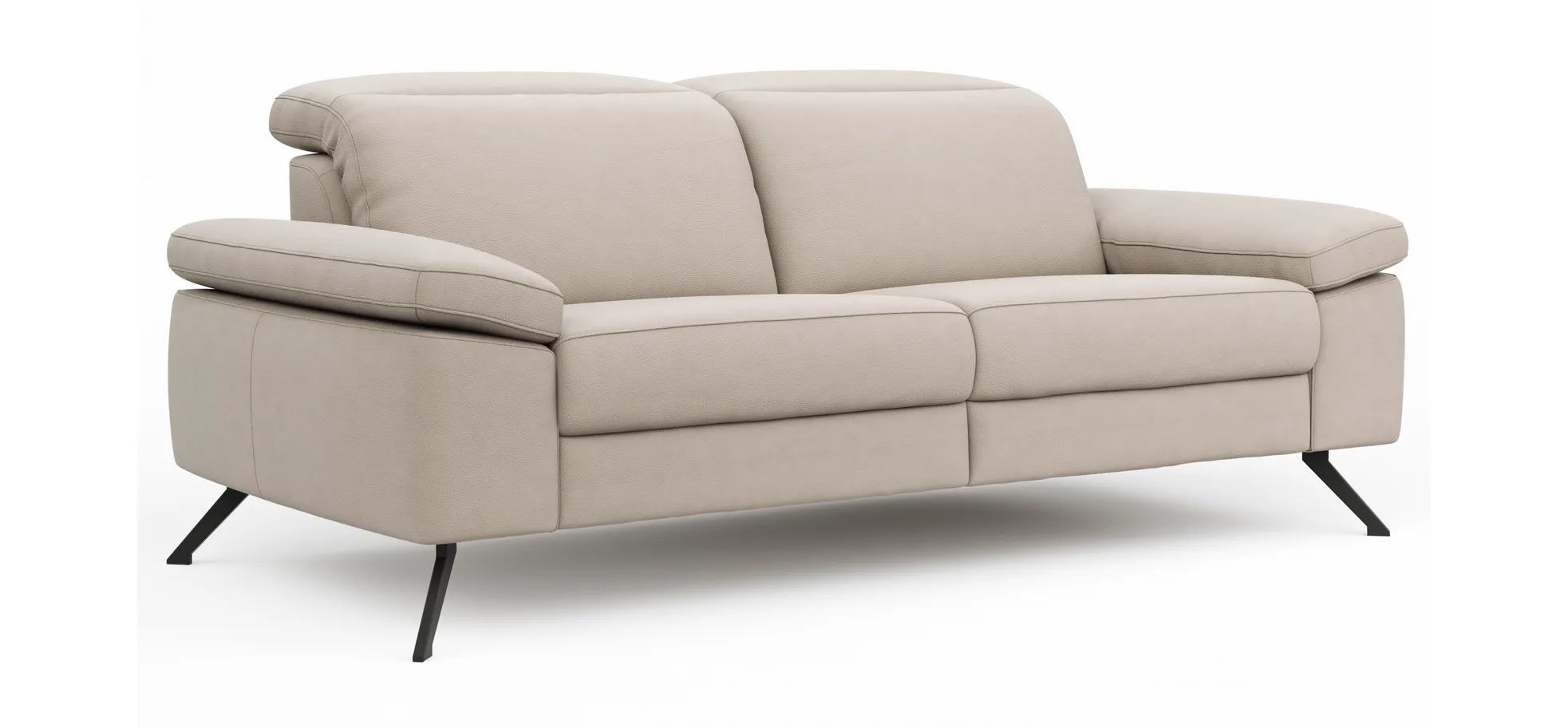 Sofa Rafaela 2.0 - 2,5-Sitzer inkl. Kopfteil verstellbar, Leder, Champagner