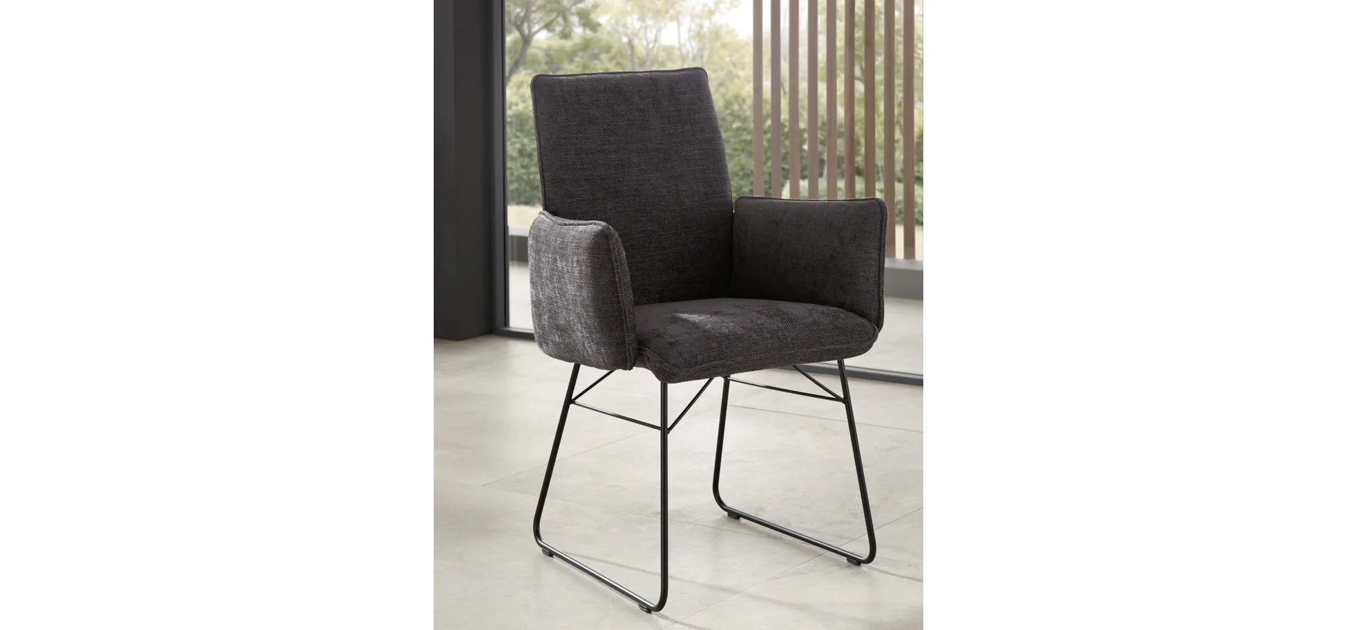 Armlehnstuhl Elda - Stoff, Anthrazit