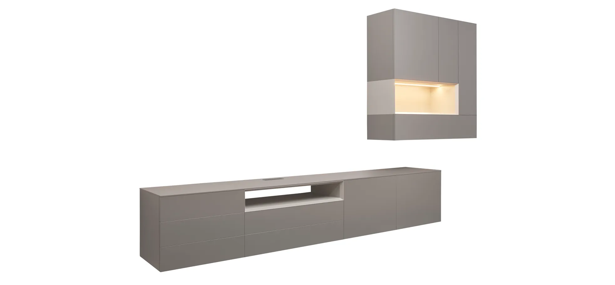 Wohnwand Satola - inkl. Beleuchtung, Lack, Anthrazit 202756