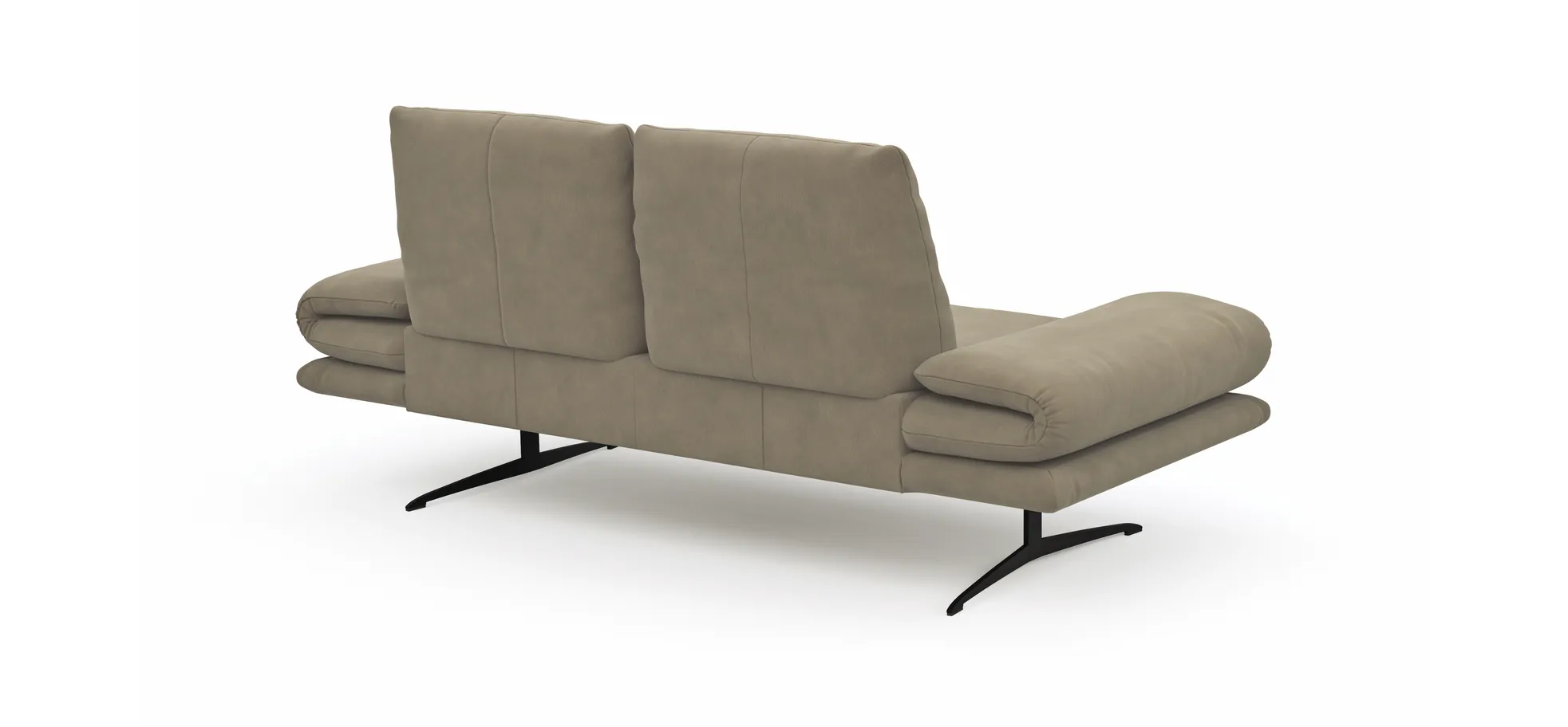 Sofa Lucero - 2,5-Sitzer inkl. Rückenlehne und Sitztiefe verstellbar, Leder, Taupe 
