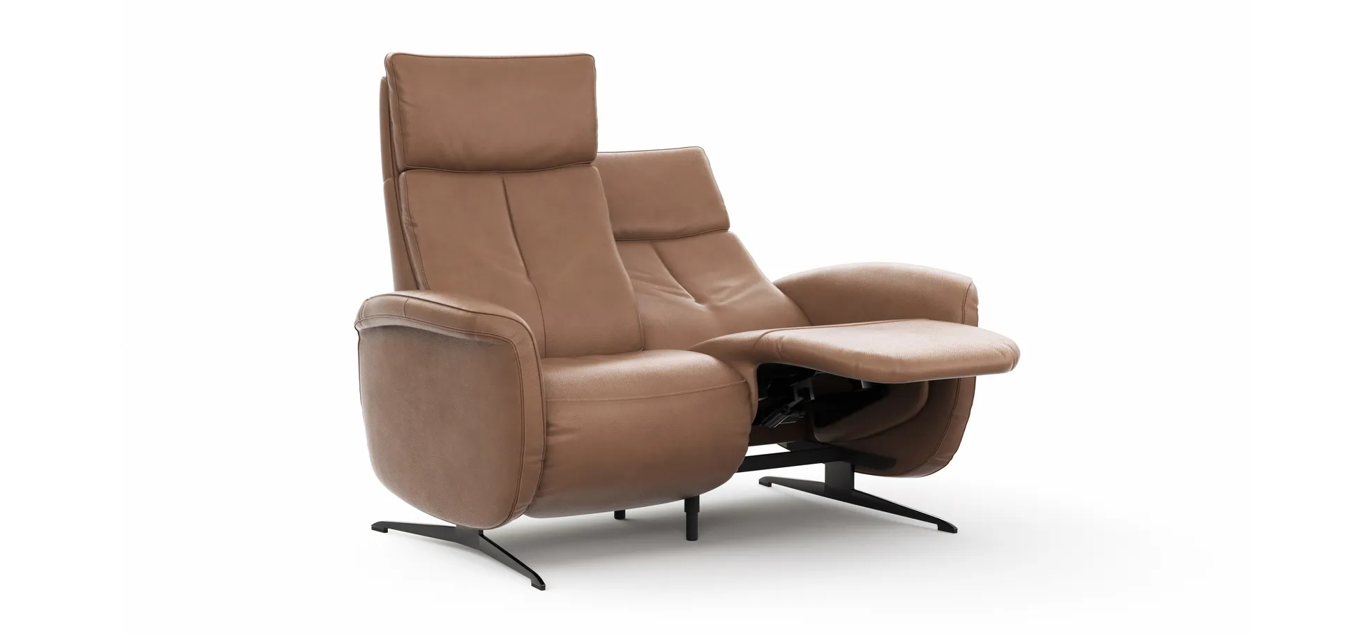 Sofa Sitz.Konzept Sofa - 2-Sitzer inkl. Relaxfunktion (motorisch) und Kopfteilverstellung, Leder, Cognac