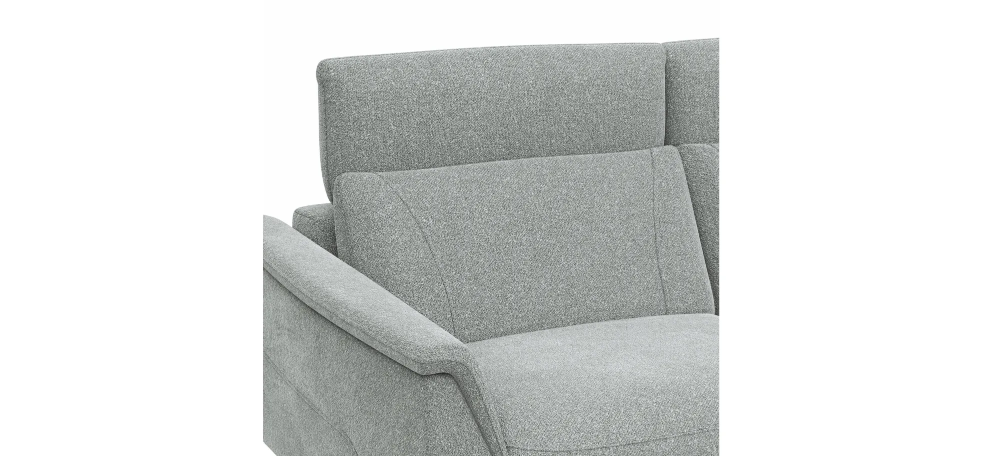 Sofa Nevin - 3-Sitzer inkl. Kopfpolsterverstellung, Stoff, Silbergrau