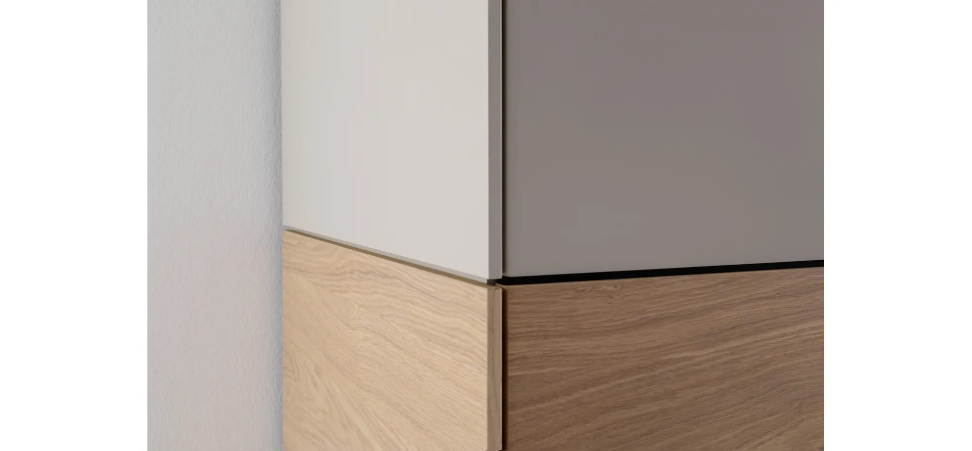 Drehtürenschrank Matera - BHT ca. 251x235x60 cm, Lack Matt, Kaschmir, Eiche, Milk