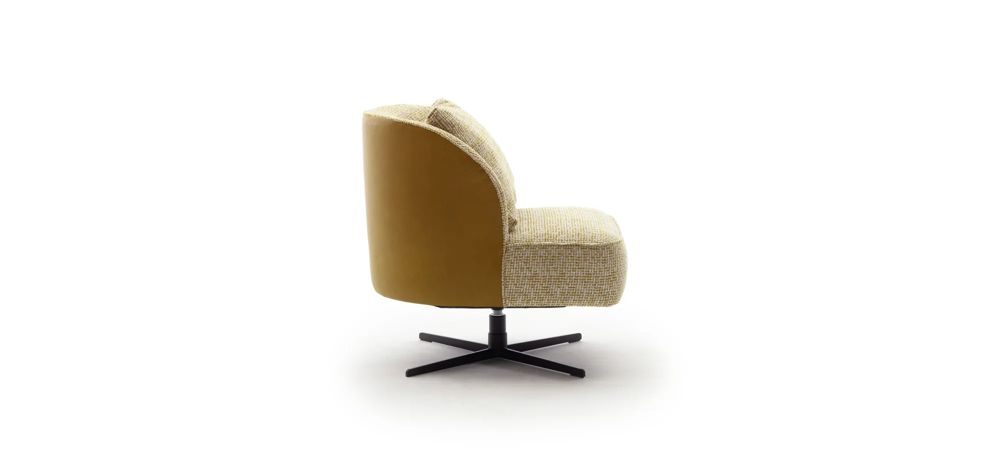Sessel Cuneo - drehbar, Stoff, Senfgelb, Leder, Senfgelb