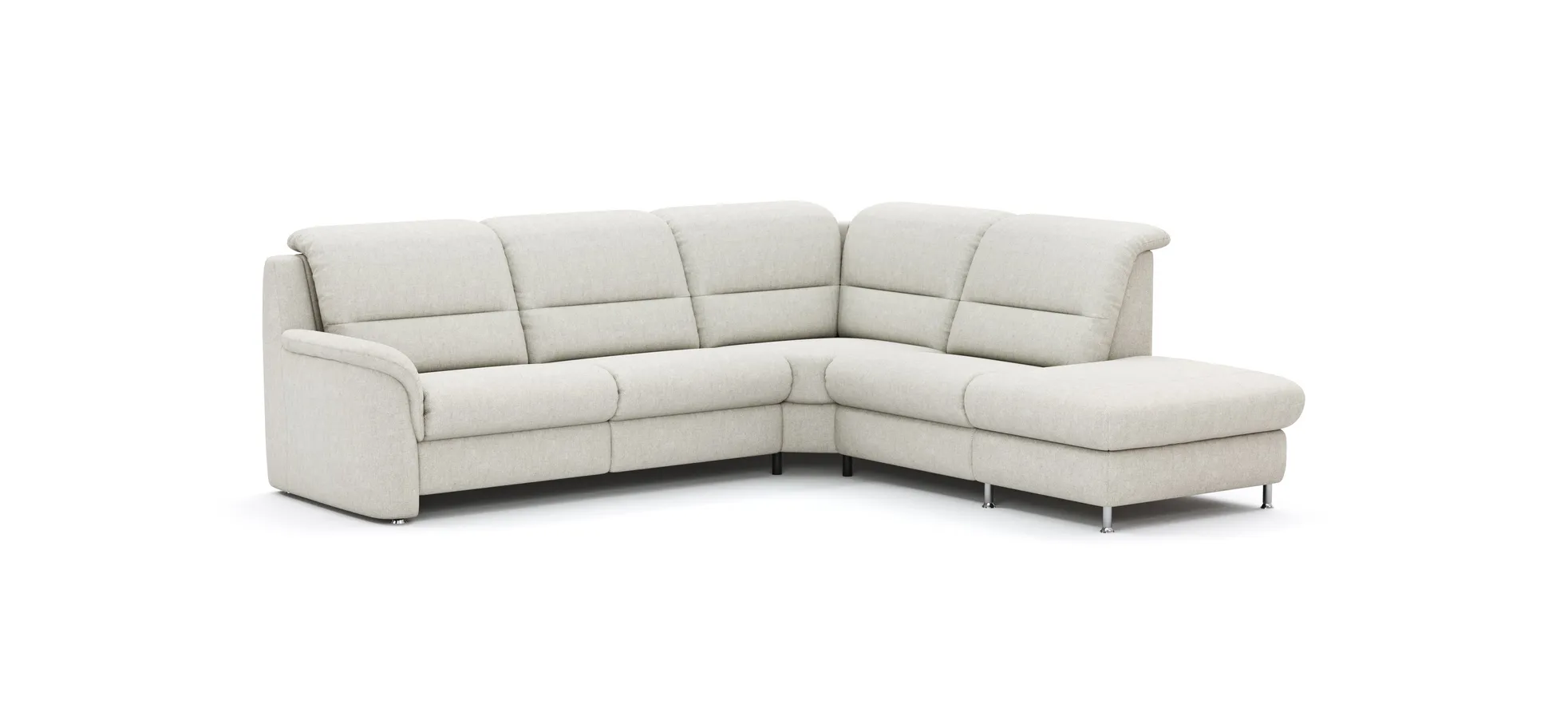 Ecksofa Cornella Classic - 2-Sitzer mit Ecke rechts, Stoff, Creme