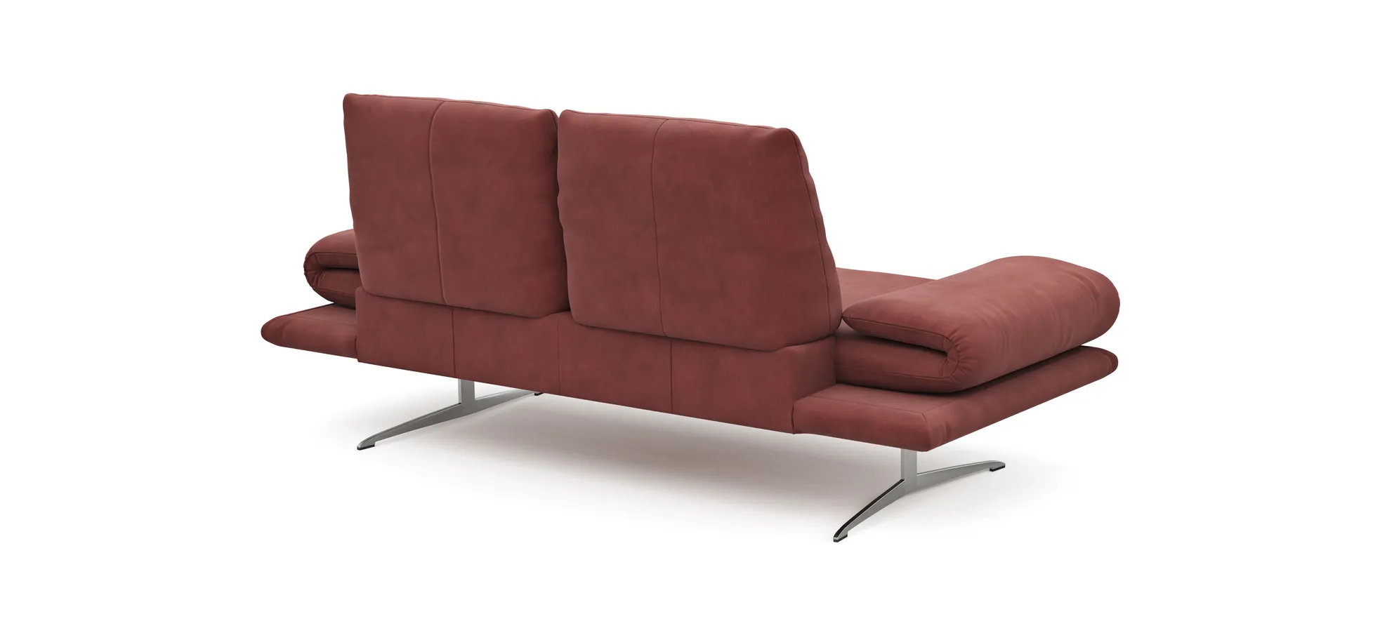 Sofa Lucero - 2,5-Sitzer inkl. Rückenlehne/Armlehne/Sitztiefe verstellbar und drehbares Sitzelement, Leder, Weinrot