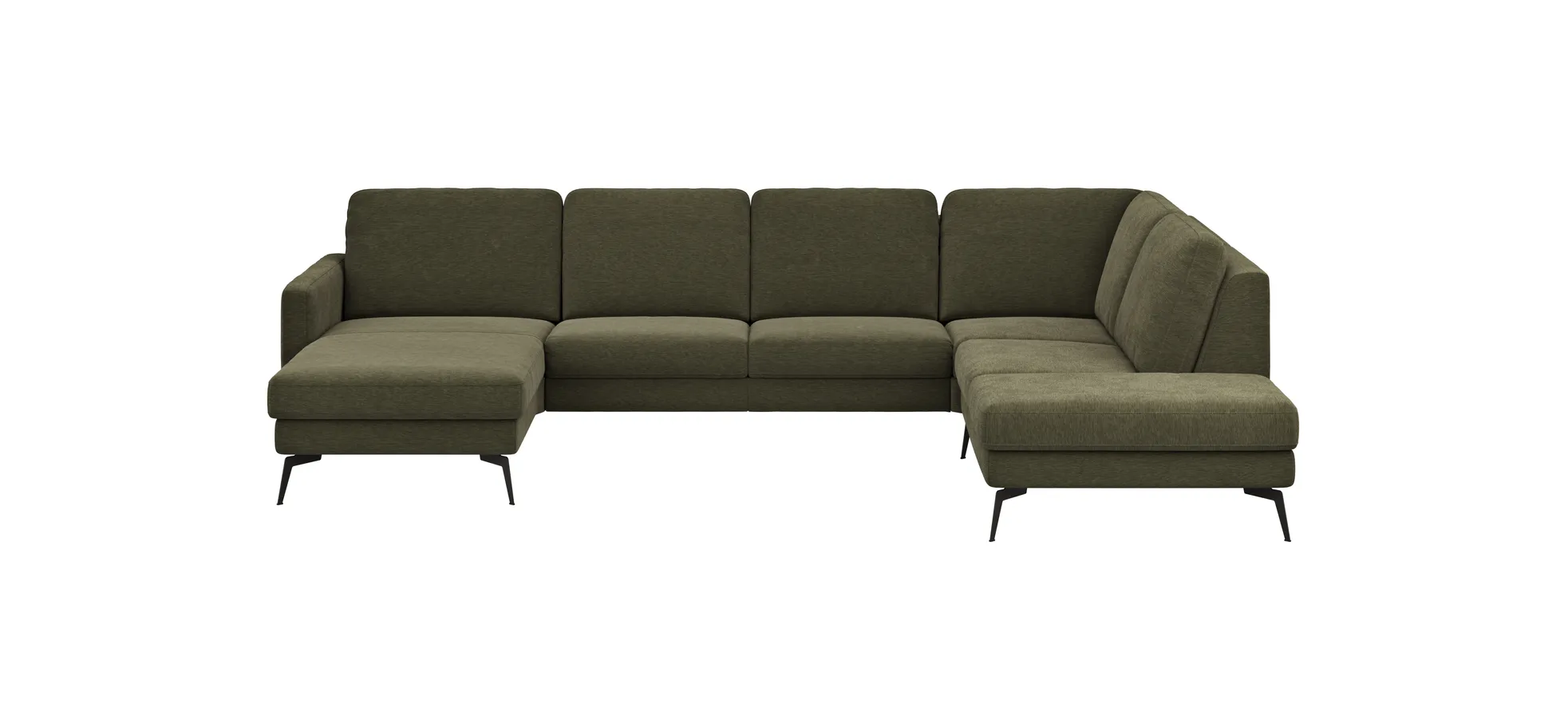 Wohnlandschaft Enna - Longchair links, 2,5-Sitzer, Ecke rechts, Stoff, Olive 109156