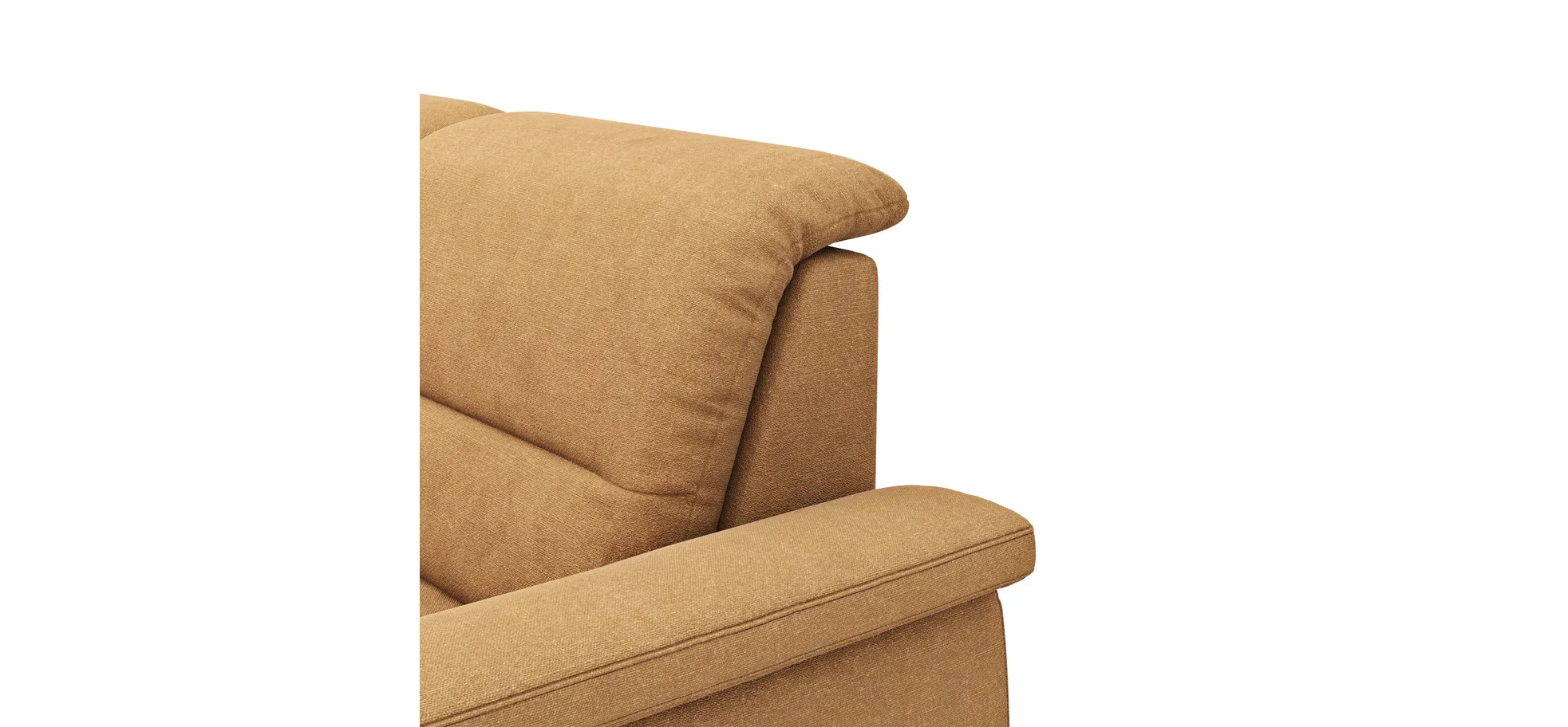 Ecksofa Cornella Classic - Longchair links mit 2-Sitzer, Stoff, Curry