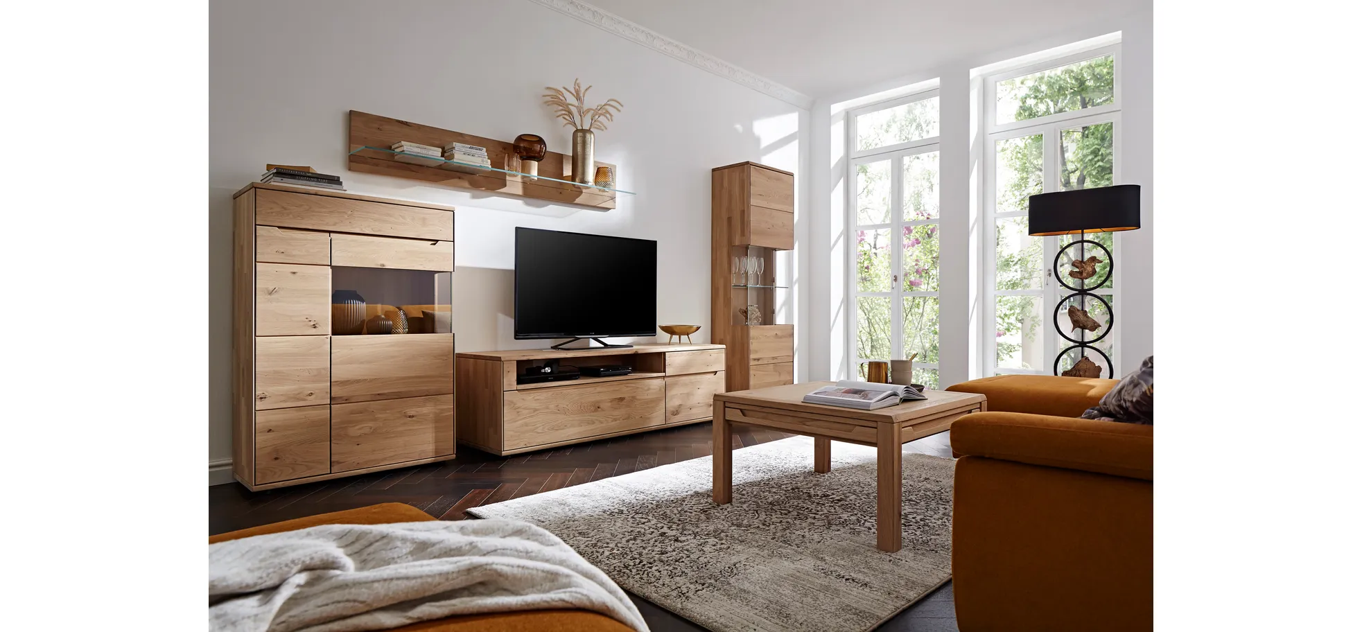 Couchtisch Amora - LBH ca. 80x80x45 cm, Wildeiche massiv bianco