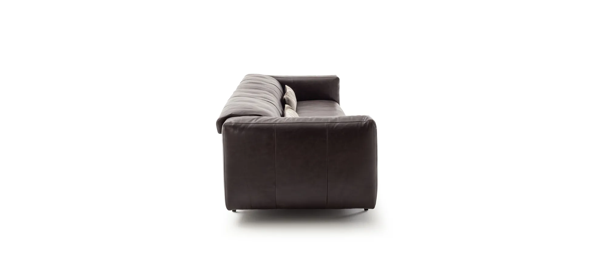 Sofa Arrezo - Leder, Tabakbraun, Rücken verstellbar