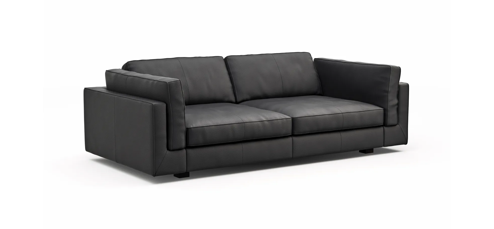 Sofa Aprino 3 - 3,5-Sitzer XL, Dickleder, schwarz, Armlehne Kissen
