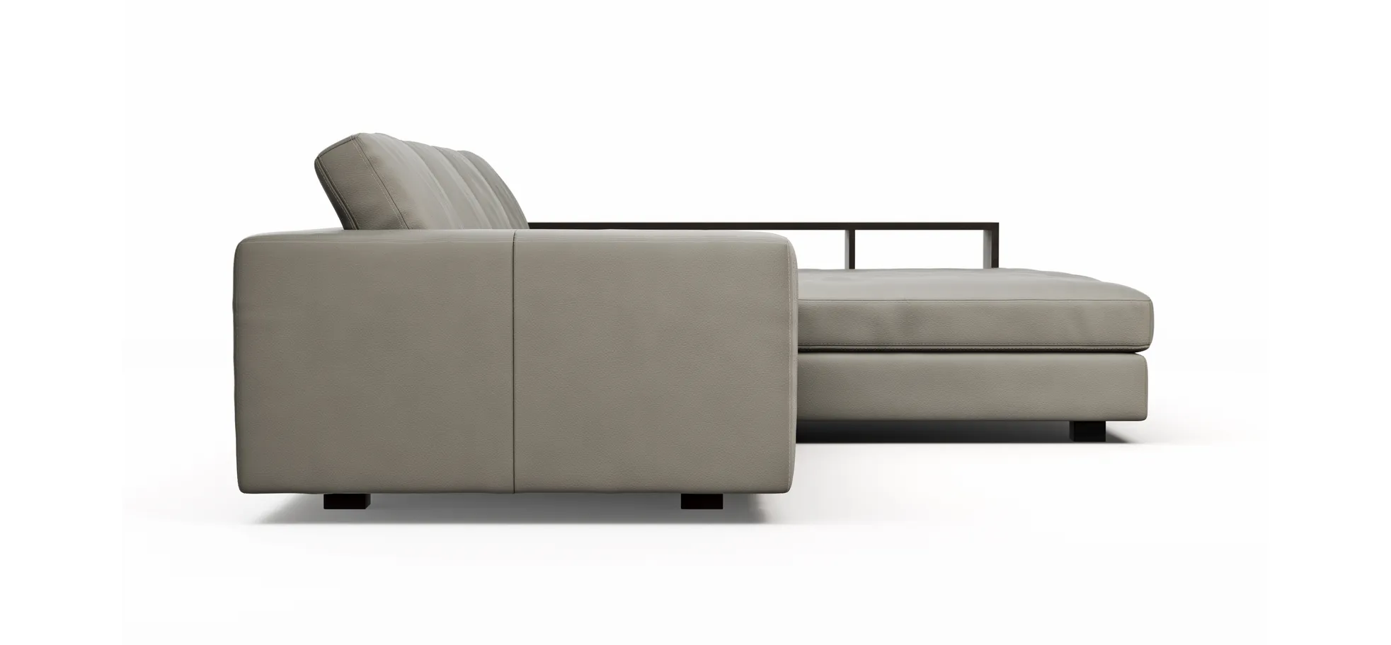 Ecksofa Aprino 1 - 2,5-Sitzer mit Longchair rechts, Leder, Grau