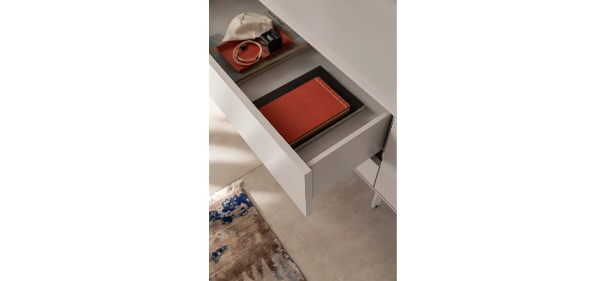 Wohnwand Colore - mit Beleuchtung, Lack, Kaschmir, Sandbeere