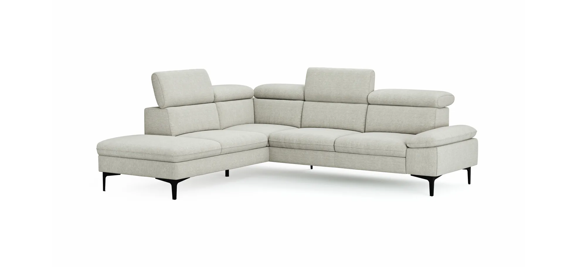 Ecksofa Felipa - Ecke links mit 2,5-Sitzer inkl. Kopfteil verstellbar, Stoff, Natur