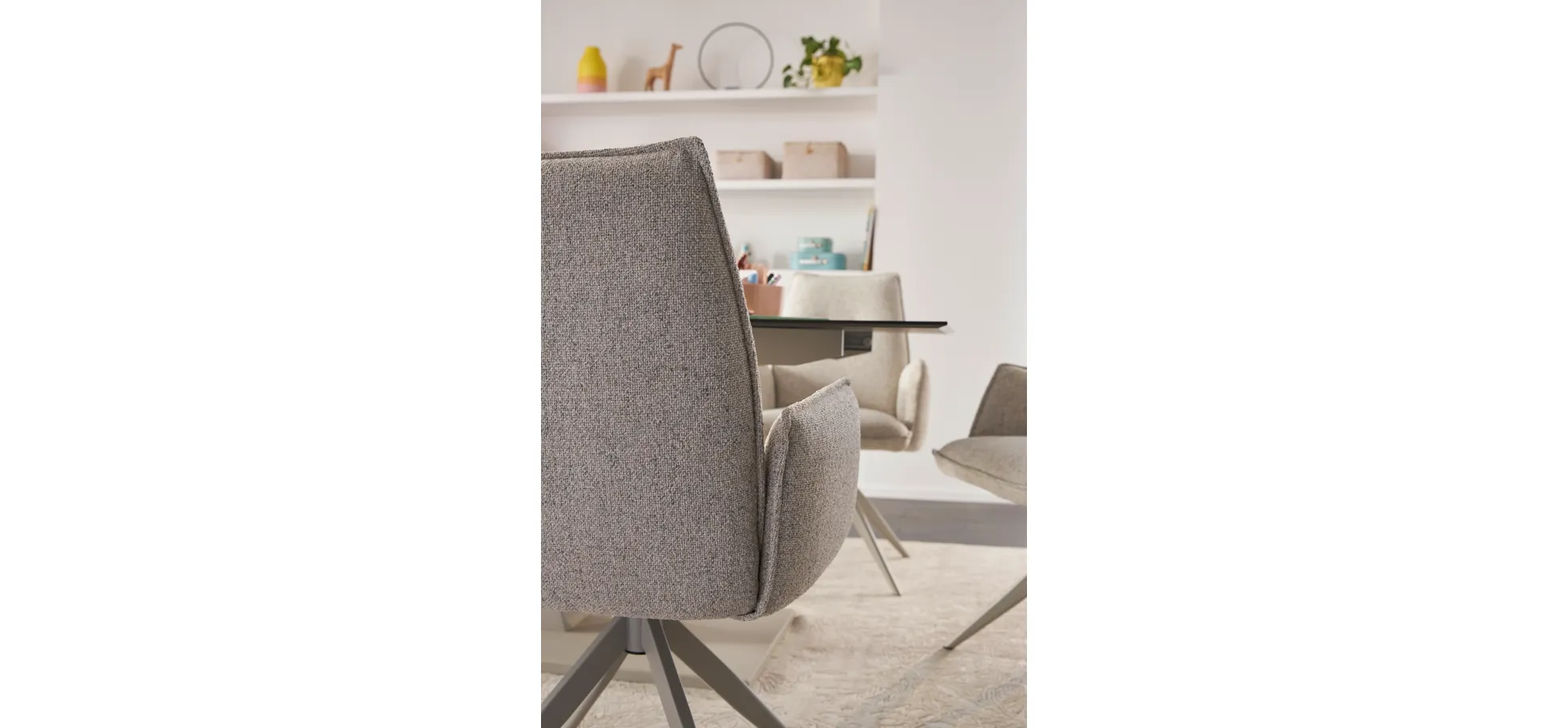 Armlehnstuhl Dinner - drehbar, Stoff, Champagner