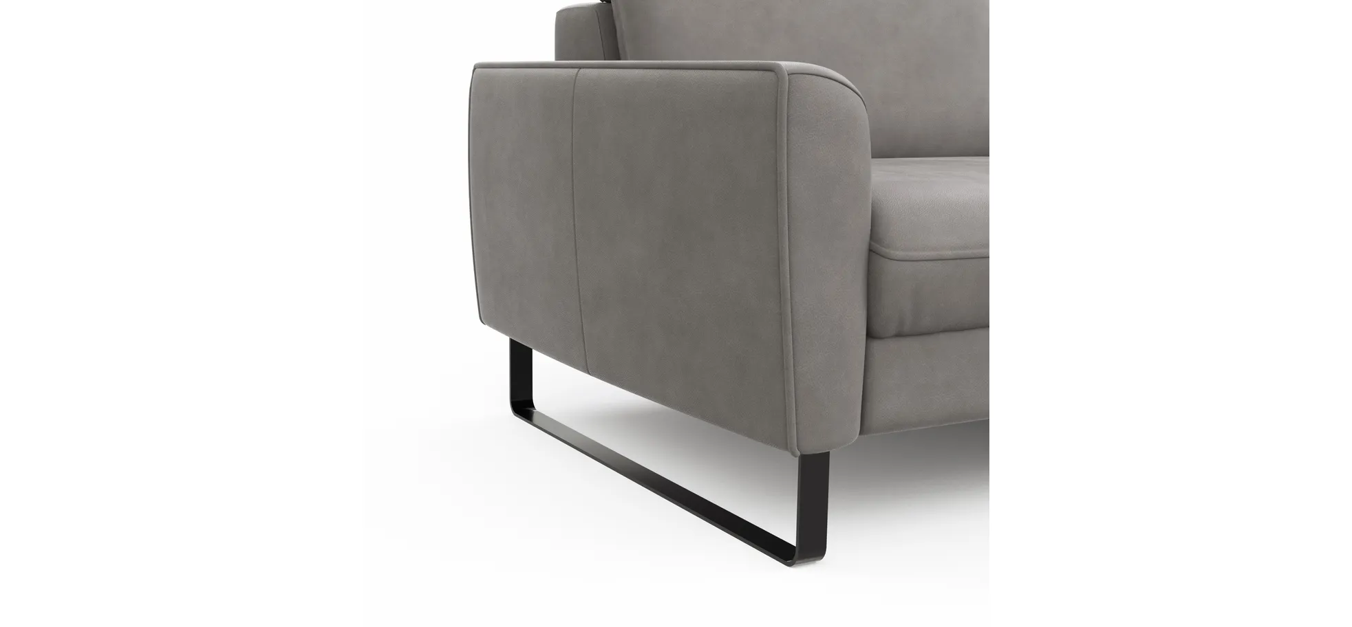 Sofa Avela - 2-Sitzer inkl. Kopfteil verstellbar, Leder, Steingrau