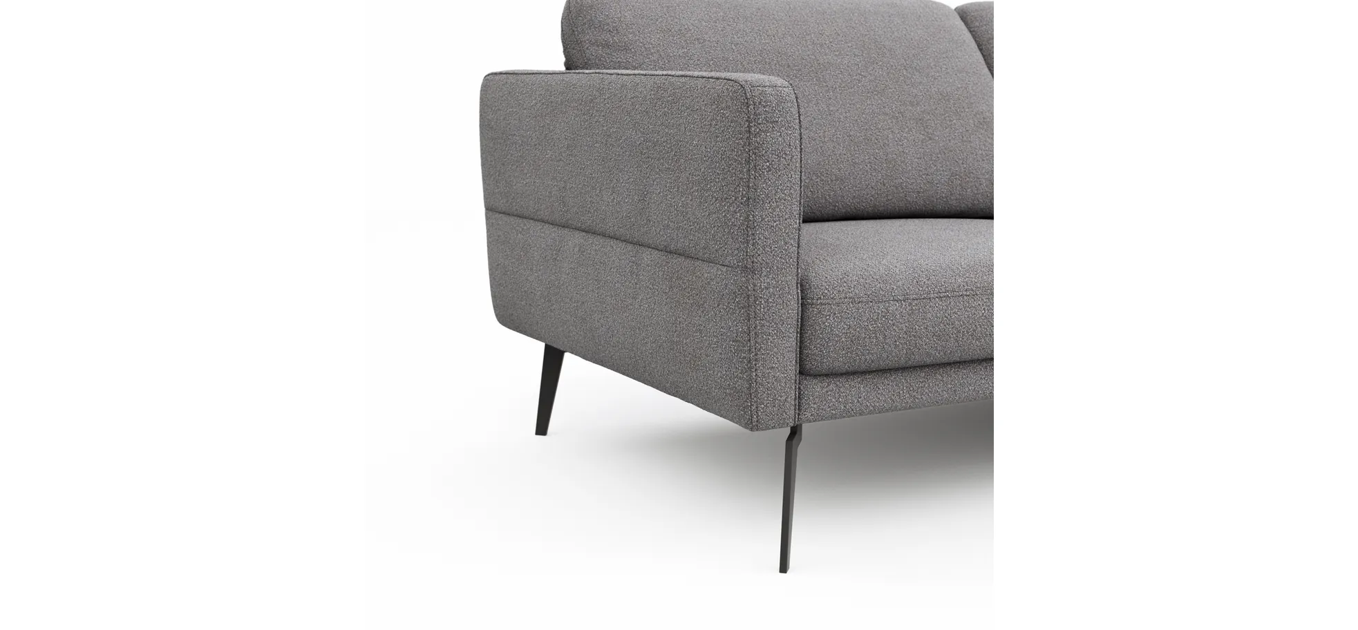 Ecksofa Estrela - 2,5-Sitzer mit Longchair rechts inkl. Rücken-/Armlehnenverstellung, Stoff, Grau