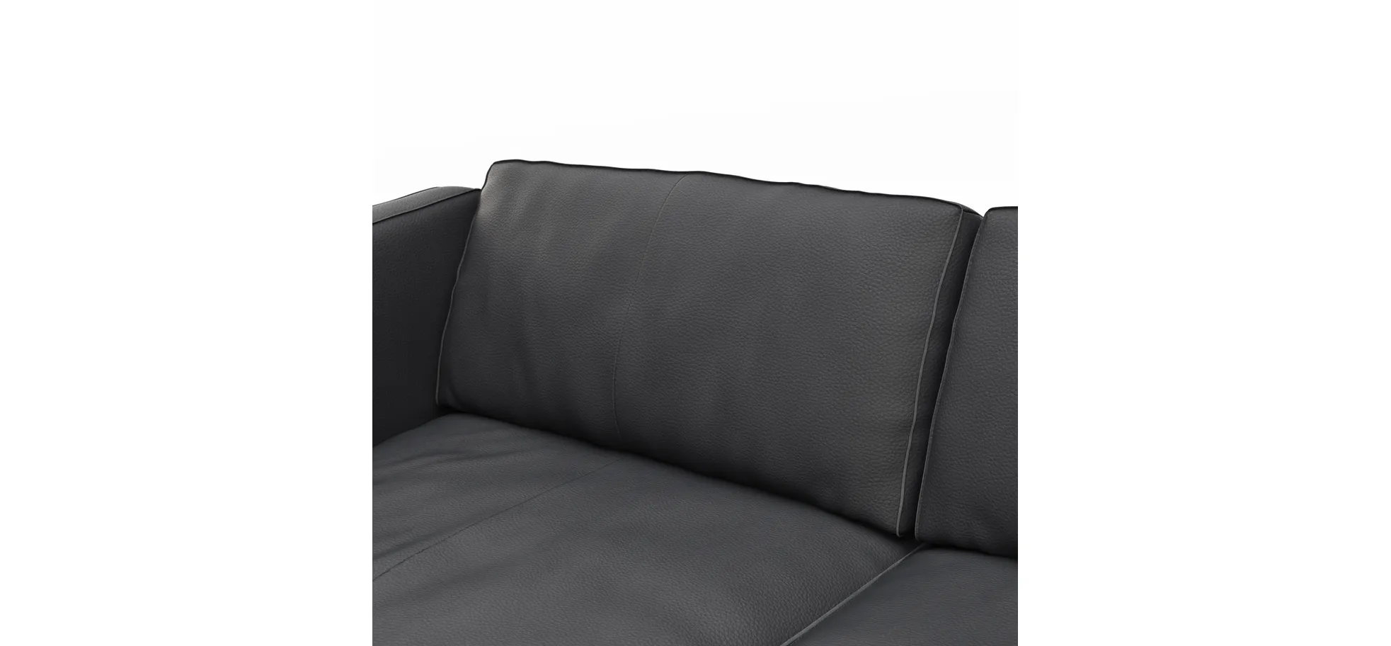 Sofa Aprino 3 - 3,5-Sitzer XL, Dickleder, schwarz, Armlehne Kissen