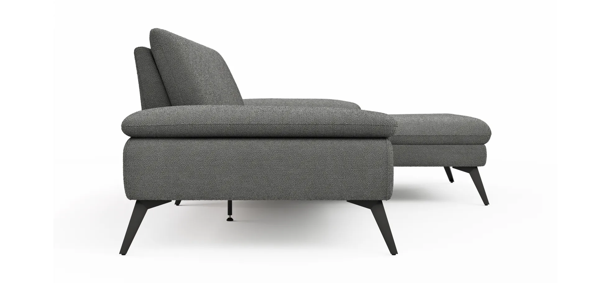 Ecksofa Collina - 2,5-Sitzer, Longchair rechts, Stoff, Dunkelgrau