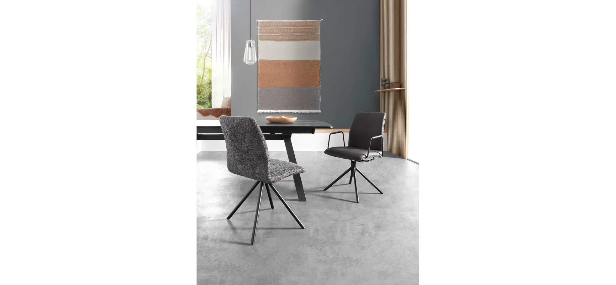 Stuhl Sedana - drehbar, Stoff, Dunkelgrau