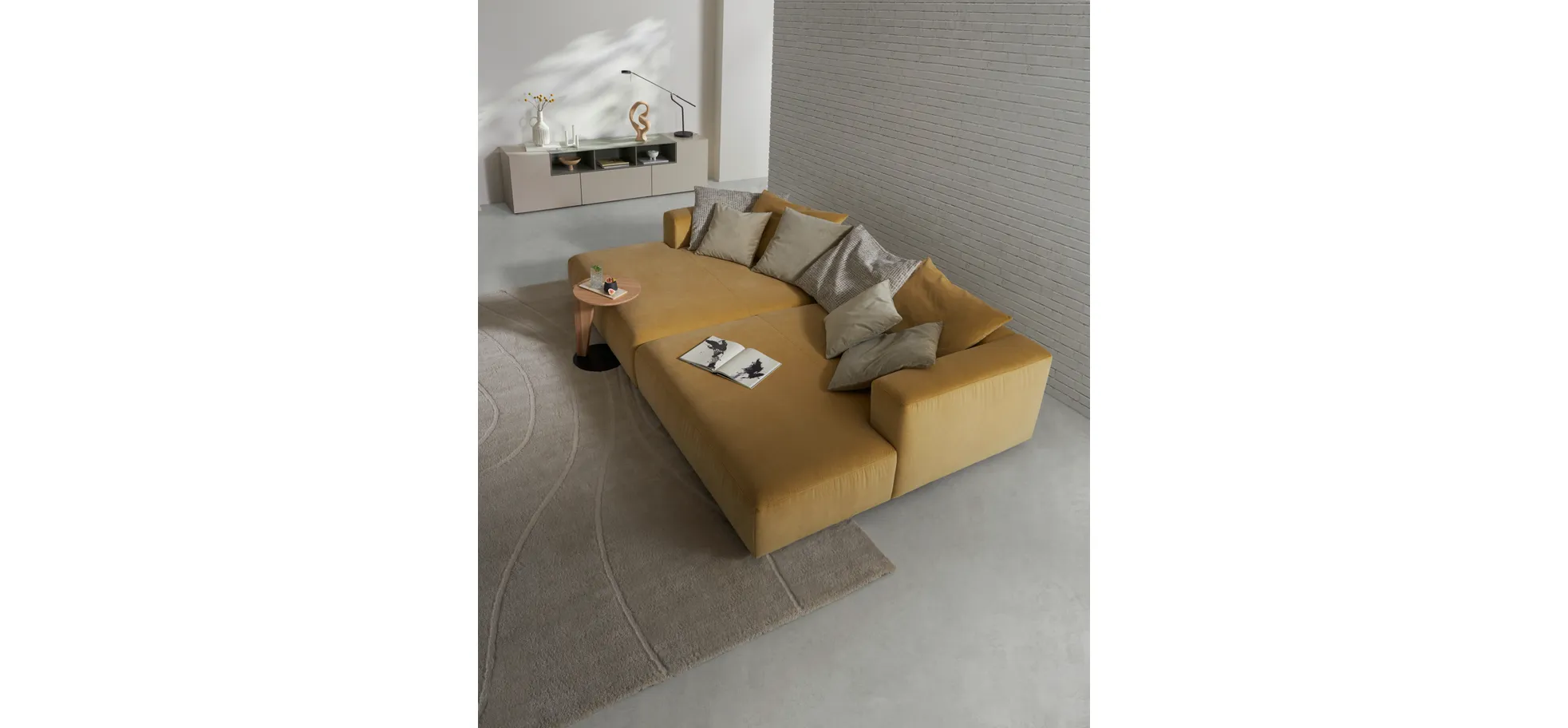 Megasofa Caruso - Velour, Senfgelb