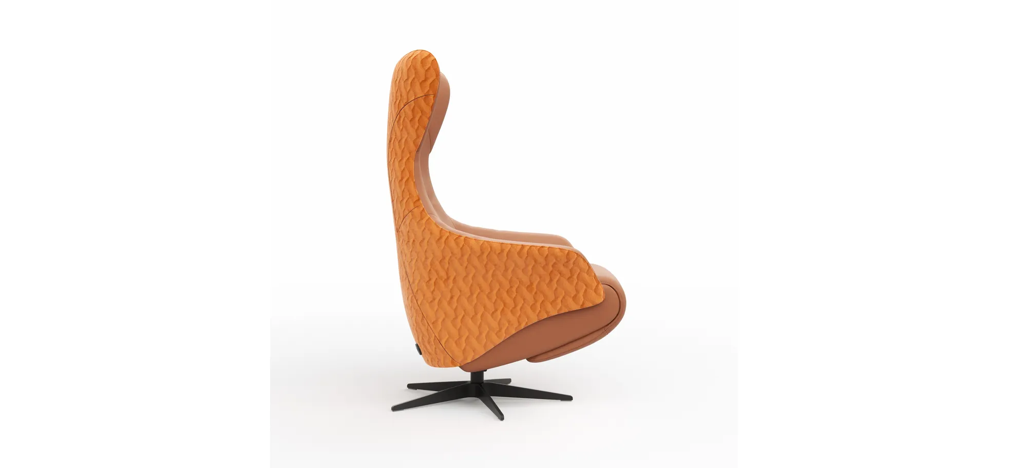 Relaxsessel Follina - Relaxfunktion (motorisch), Leder, Stoff, Cognac
