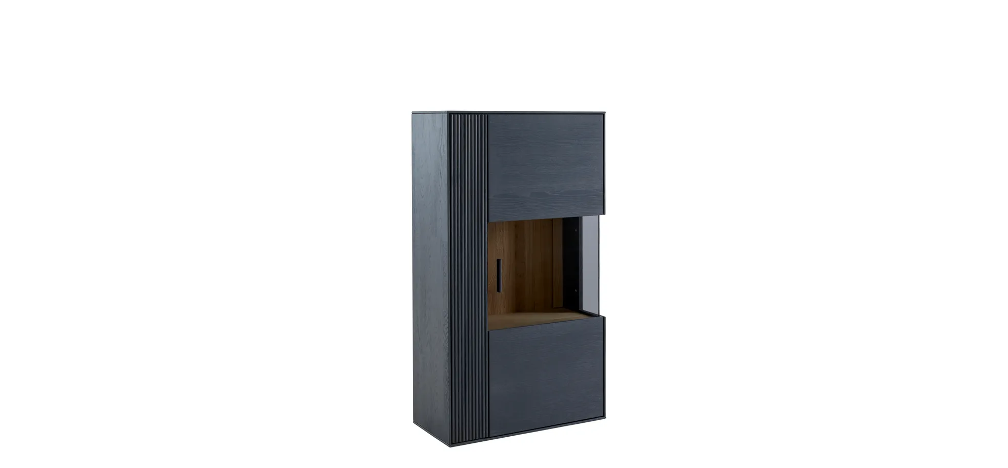 Hängevitrine Estana - Eiche massiv, Anthrazit 3028231