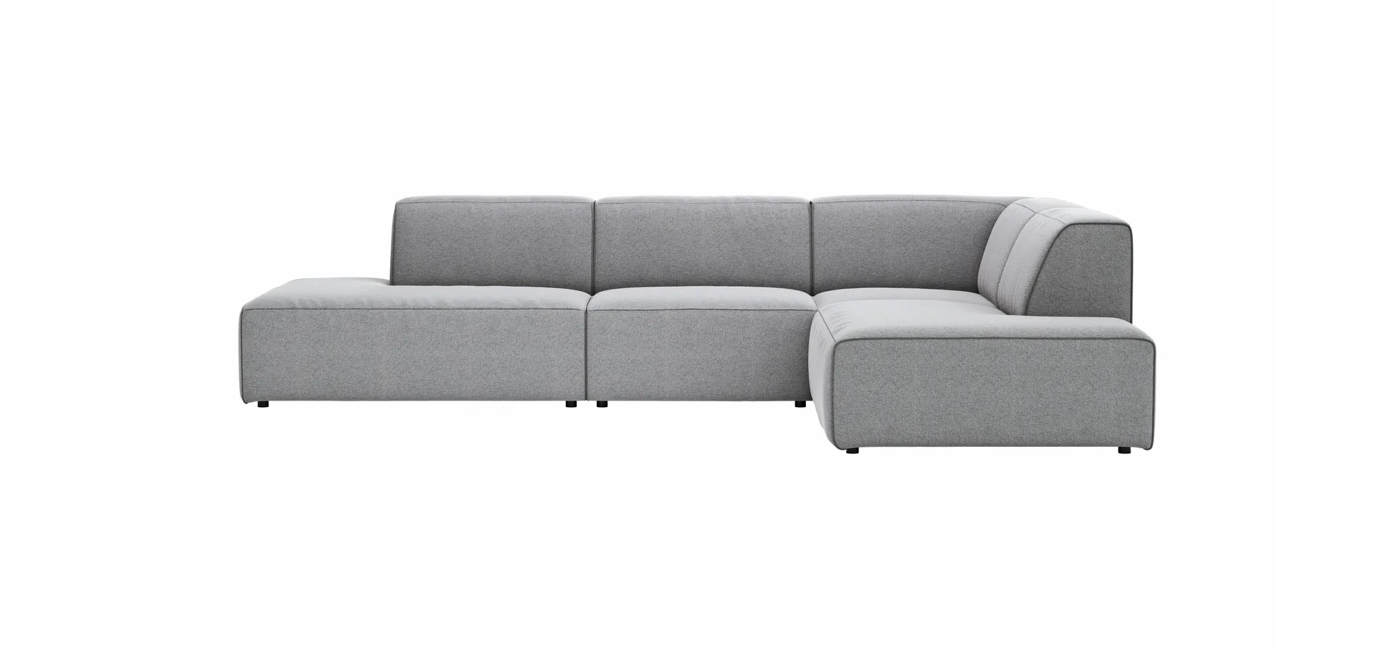 Ecksofa Elementos - Abschlusselement mit 1-Sitzer und Ecke rechts, Stoff, Grau 137986