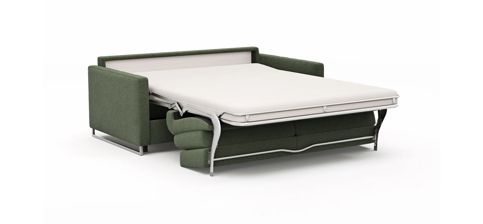 Sofa Nuoro - 2,5-Sitzer inkl. Schlaffunktion, Armlehne mit Kufe, Stoff, Olivgrün