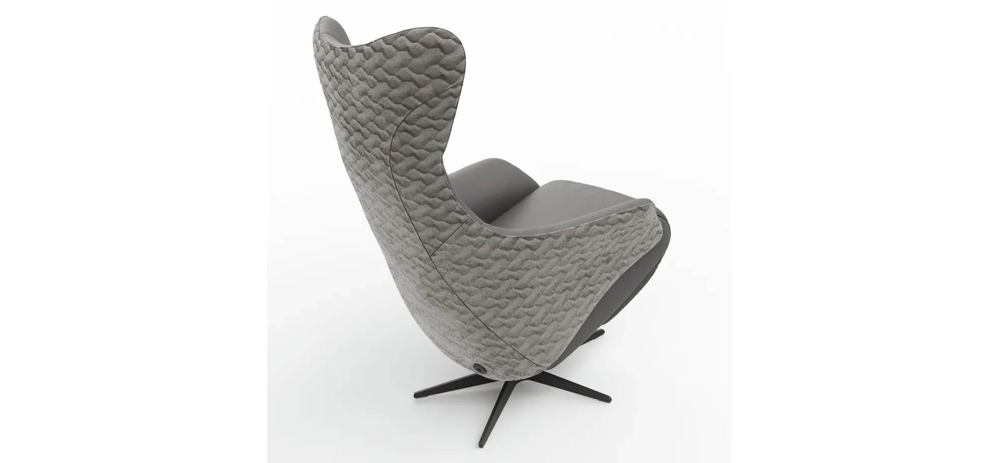 Relaxsessel Follina - Relaxfunktion (motorisch), Leder, Stoff, Grau
