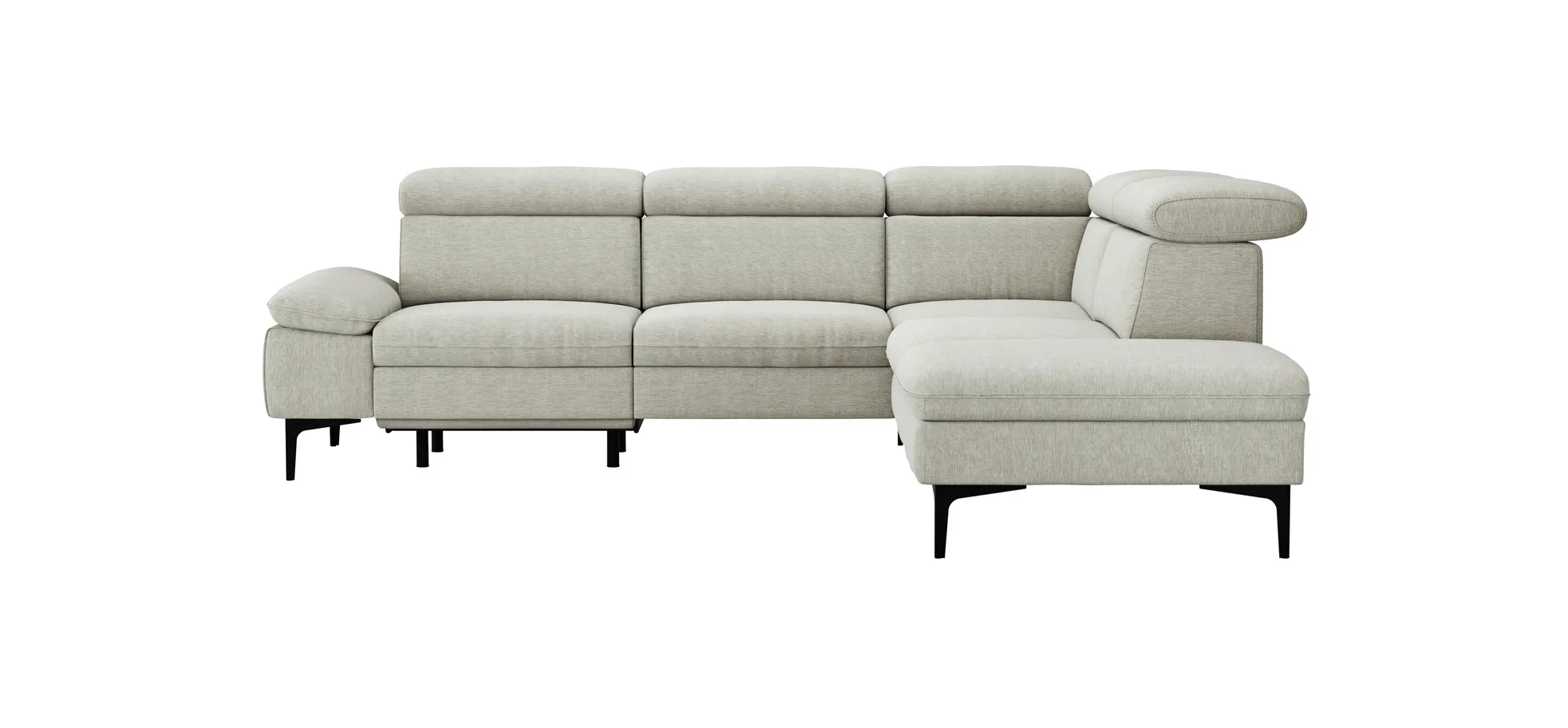 Ecksofa Felipa - 2,5-Sitzer mit Ecke rechts inkl. Armlehne verstellbar und Rückenlehne/Sitztiefe verstellbar (motorisch), Stoff, Natur 105095