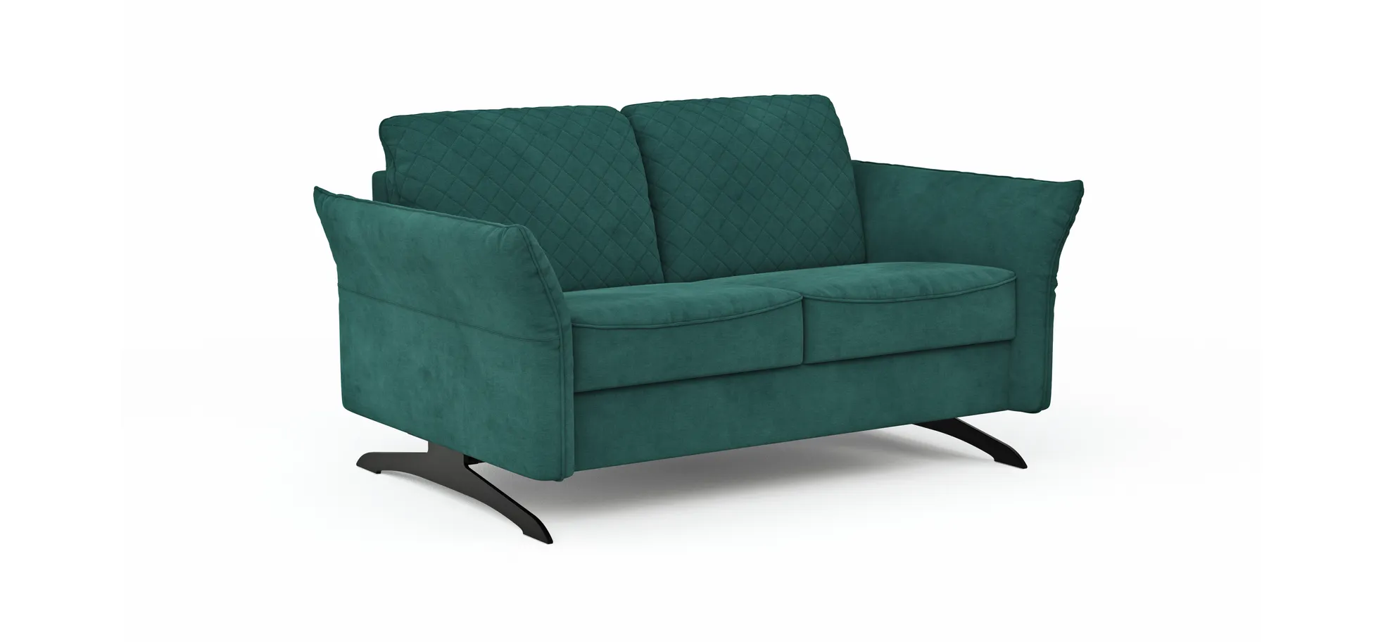 Sofa Melida - 2-Sitzer inkl. Schlaffunktion, Stoff, Smaragd